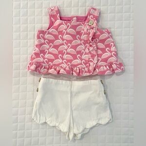 Janie & Jack Pink Flamingo Set- Size 3-6 Months‎